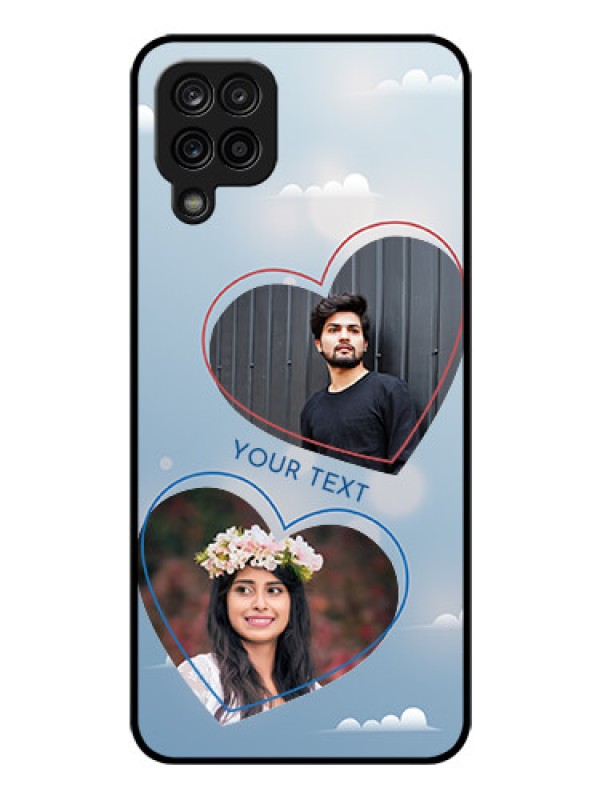 Custom Galaxy A12 Custom Glass Mobile Case - Blue Color Couple Design 