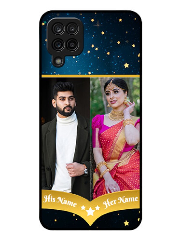 Custom Galaxy A12 Custom Glass Phone Case - Galaxy Stars Backdrop Design