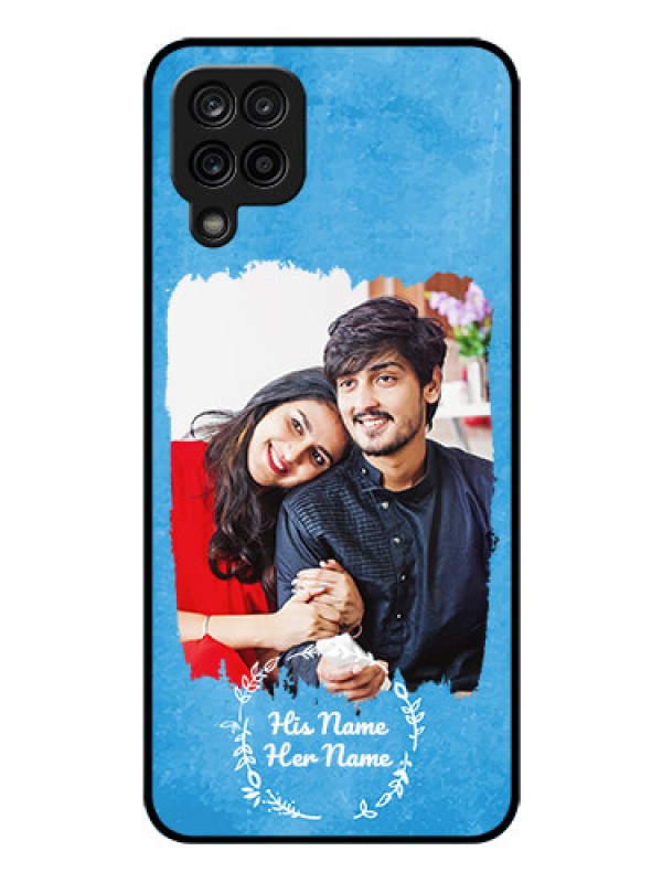 Custom Galaxy A12 Custom Glass Phone Case - Blue Color Vintage Design