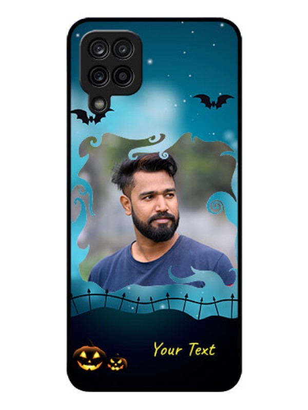 Custom Galaxy A12 Custom Glass Phone Case - Halloween frame design