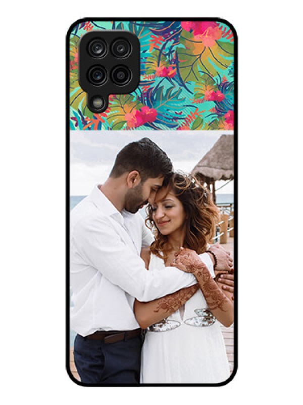 Custom Galaxy A12 Photo Printing on Glass Case - Watercolor Floral Design