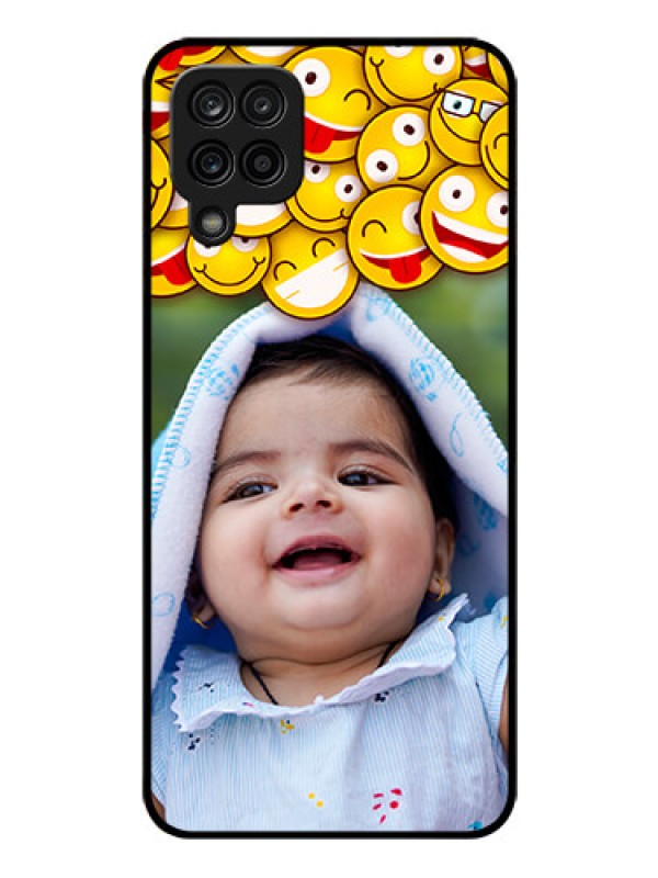 Custom Galaxy A12 Custom Glass Mobile Case - with Smiley Emoji Design