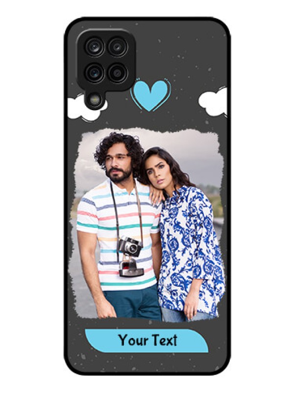 Custom Galaxy A12 Custom Glass Phone Case - Splashes with love doodles Design