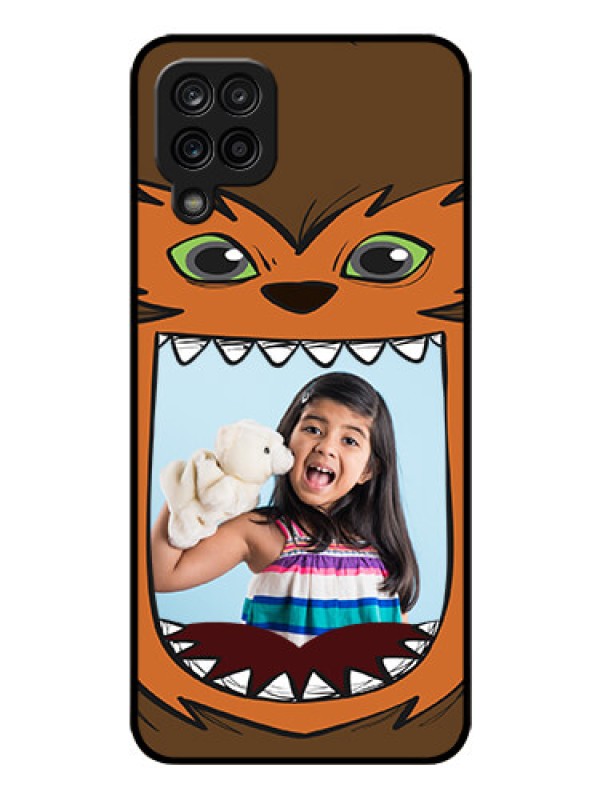 Custom Galaxy A12 Photo Printing on Glass Case - Owl Monster Back Case Design
