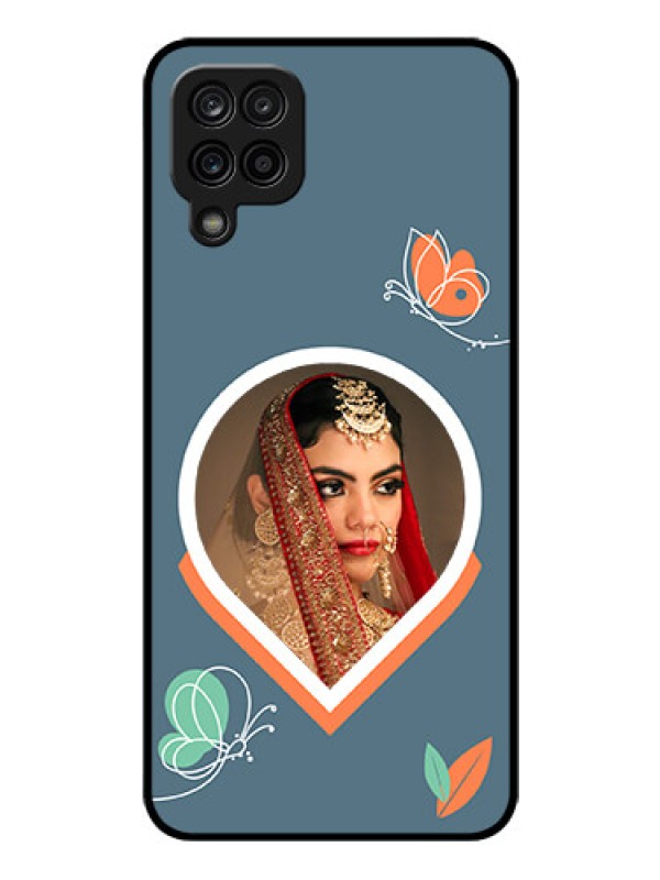 Custom Galaxy A12 Custom Glass Mobile Case - Droplet Butterflies Design