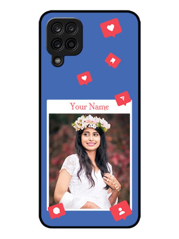 Custom Galaxy A12 Custom Glass Phone Case - Like Share And Comment Design