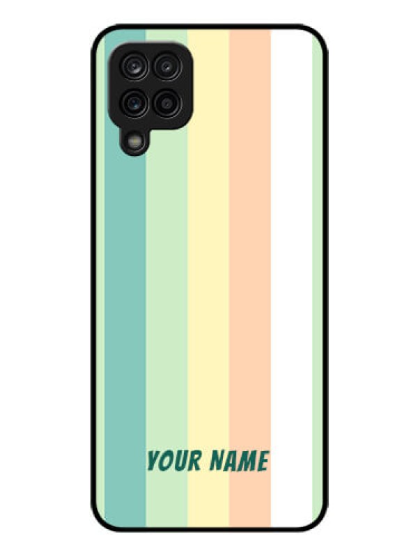 Custom Galaxy A12 Photo Printing on Glass Case - Multi-colour Stripes Design