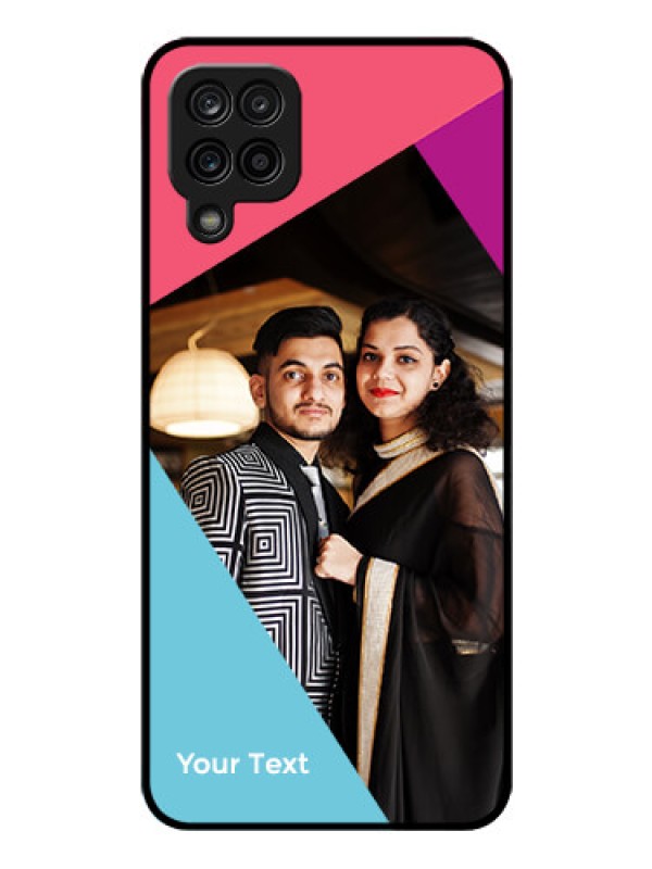 Custom Galaxy A12 Custom Glass Mobile Case - Stacked Triple colour Design