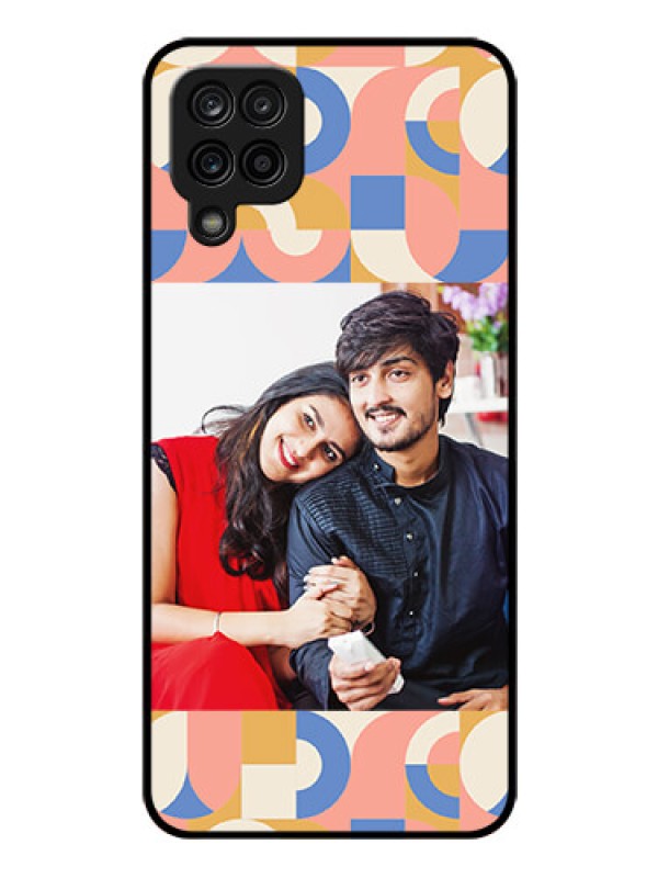 Custom Galaxy A12 Photo Printing on Glass Case - Semi-circle Maze Pattern Design