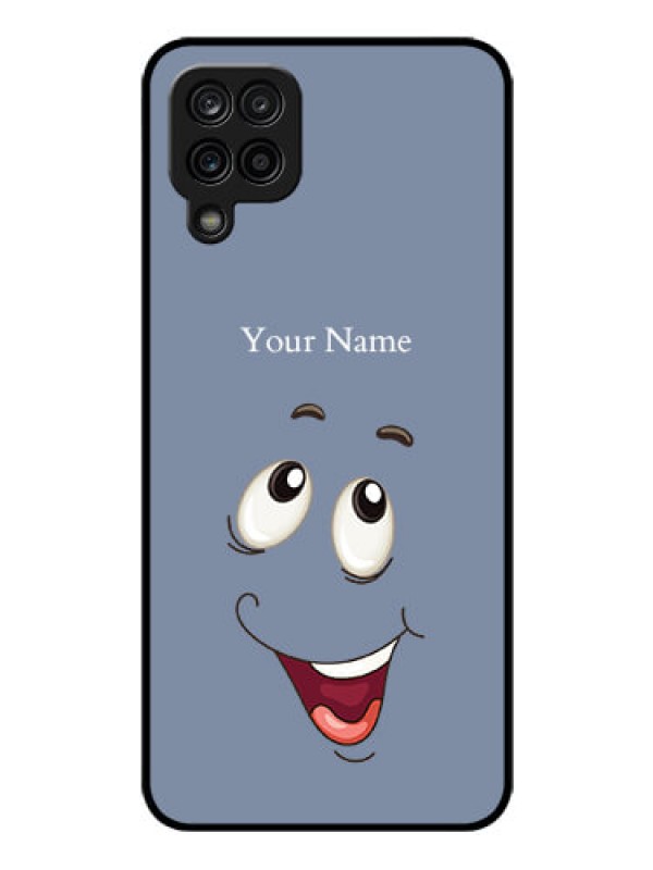 Custom Galaxy A12 Photo Printing on Glass Case - Laughing Cartoon Face Design