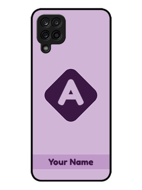 Custom Galaxy A12 Custom Glass Mobile Case - Custom Letter in curved badge Design