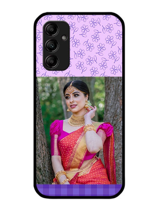 Custom Galaxy A14 4G Custom Glass Phone Case - Purple Floral Design