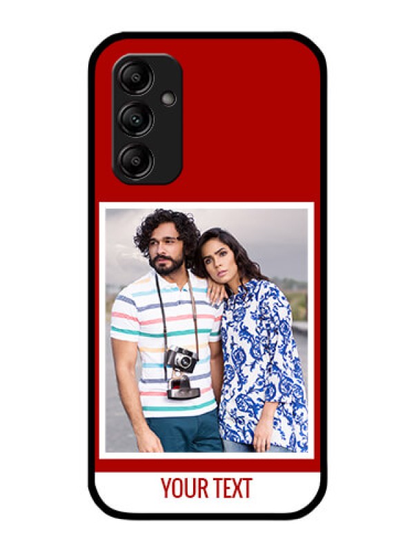 Custom Galaxy A14 4G Personalized Glass Phone Case - Simple Red Color Design