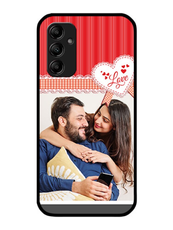 Custom Galaxy A14 4G Custom Glass Mobile Case - Red Love Pattern Design