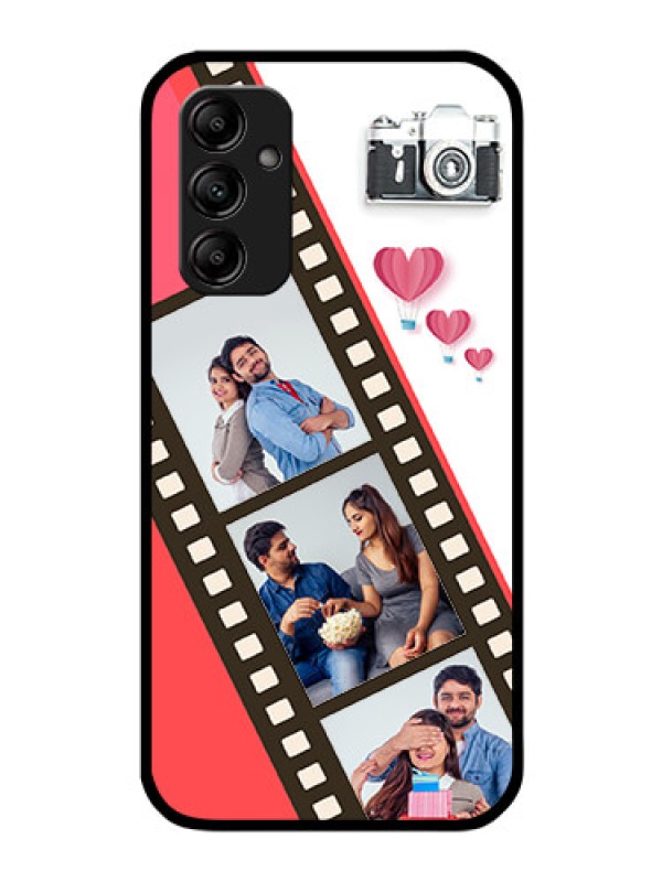 Custom Galaxy A14 4G Personalized Glass Phone Case - 3 Image Holder with Film Reel