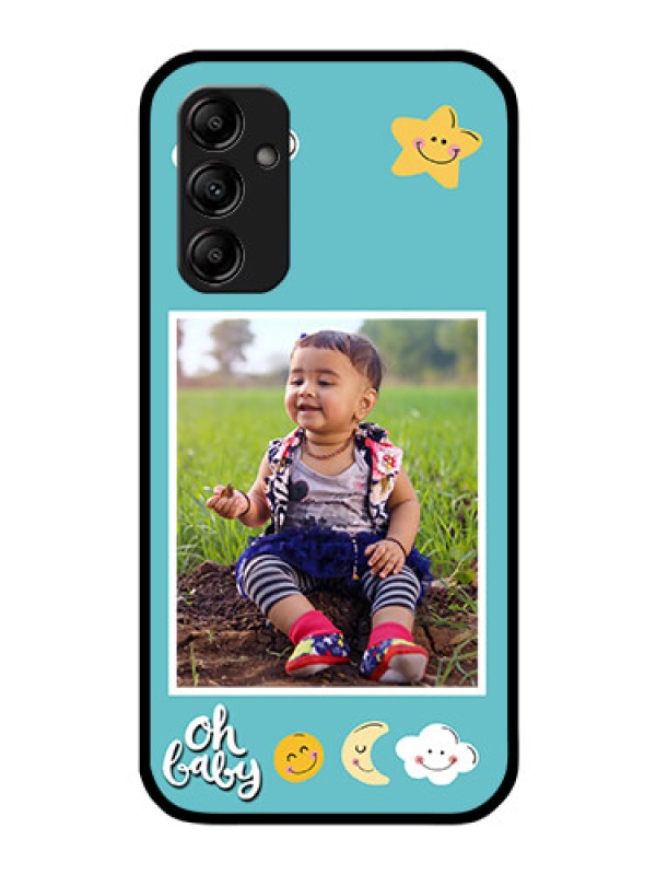 Custom Galaxy A14 4G Personalized Glass Phone Case - Smiley Kids Stars Design