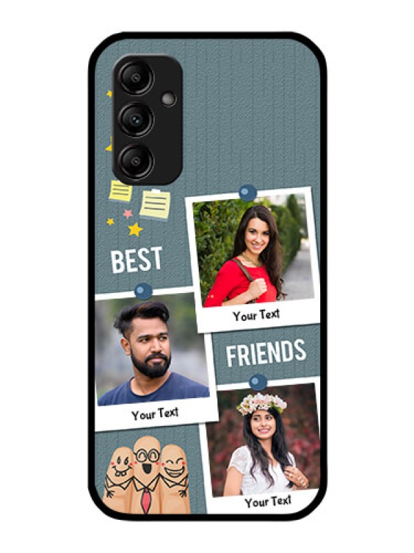 Custom Galaxy A14 4G Personalized Glass Phone Case - Sticky Frames and Friendship Design