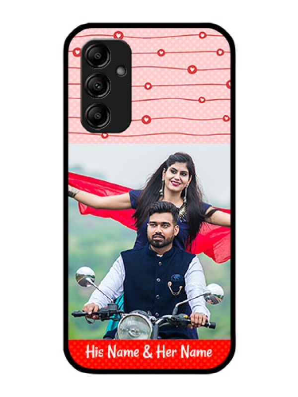 Custom Galaxy A14 5G Personalized Glass Phone Case - Red Pattern Case Design