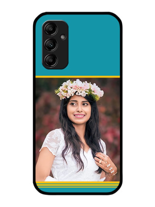Custom Galaxy A14 5G Custom Glass Phone Case - Yellow & Blue Design