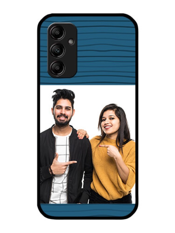 Custom Galaxy A14 5G Custom Glass Phone Case - Blue Pattern Cover Design