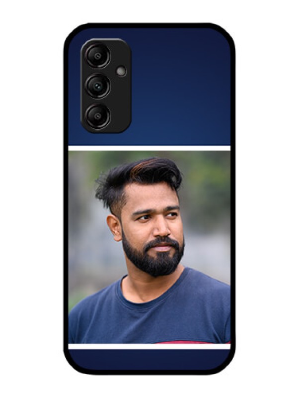Custom Galaxy A14 5G Personalized Glass Phone Case - Simple Royal Blue Design