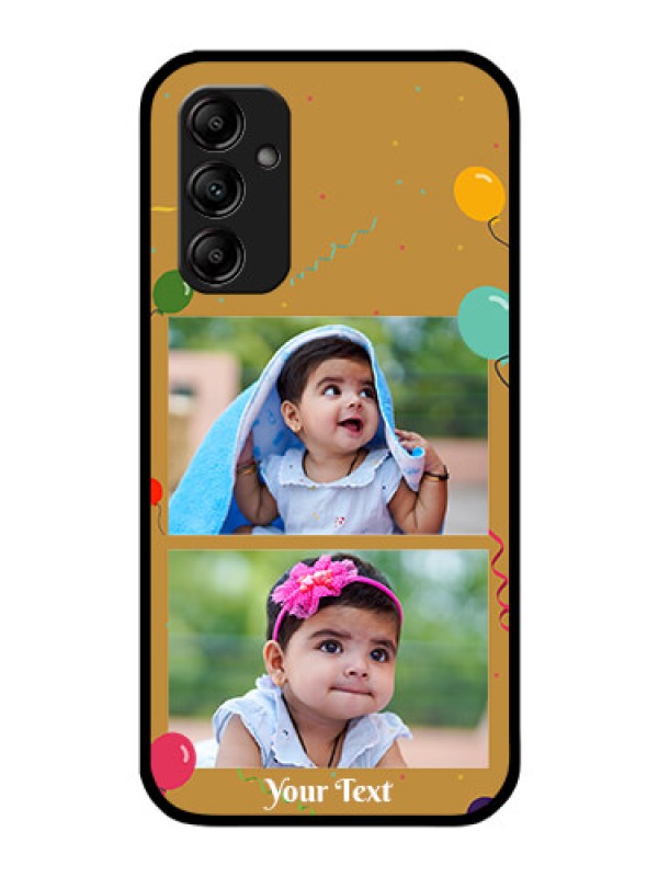 Custom Galaxy A14 5G Personalized Glass Phone Case - Image Holder with Birthday Celebrations Design