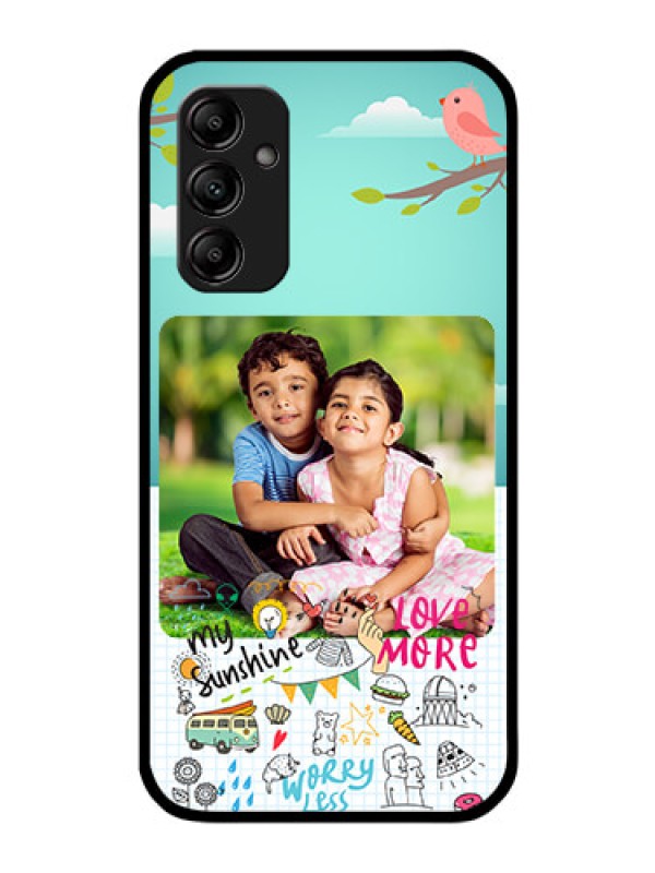 Custom Galaxy A14 5G Photo Printing on Glass Case - Doodle love Design
