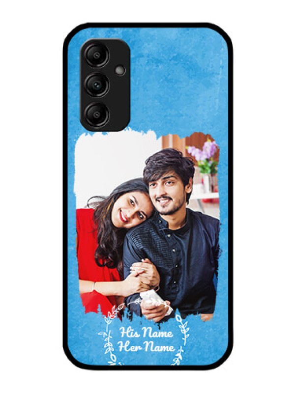 Custom Galaxy A14 Custom Glass Phone Case - Blue Color Vintage Design