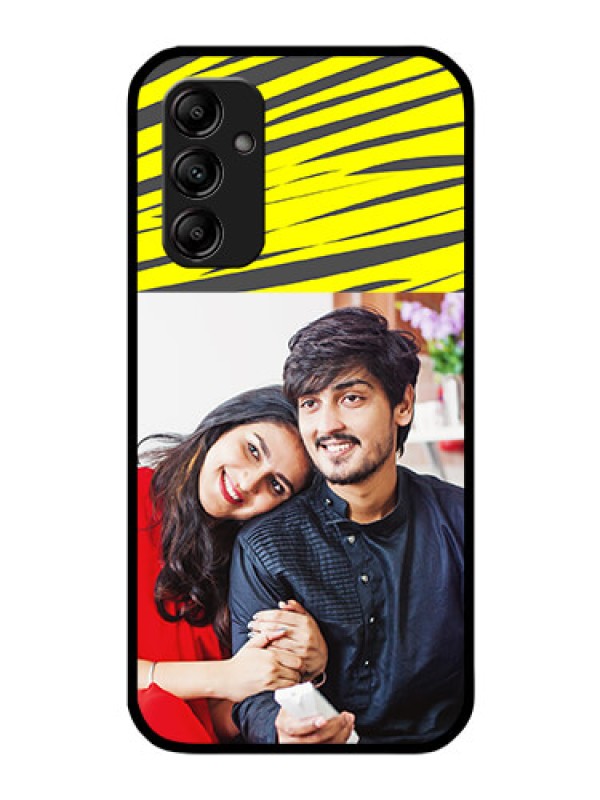 Custom Galaxy A14 5G Photo Printing on Glass Case - Yellow Abstract Design