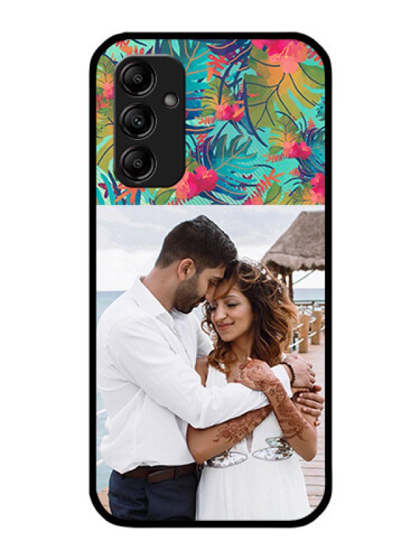 Custom Galaxy A14 5G Photo Printing on Glass Case - Watercolor Floral Design