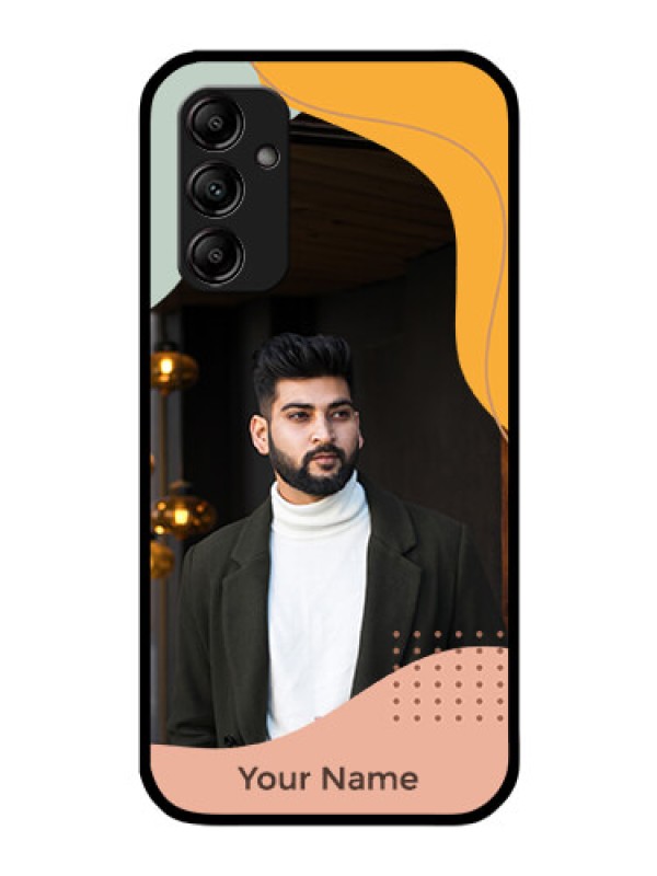 Custom Galaxy A14 Personalized Glass Phone Case - Tri-coloured overlay design