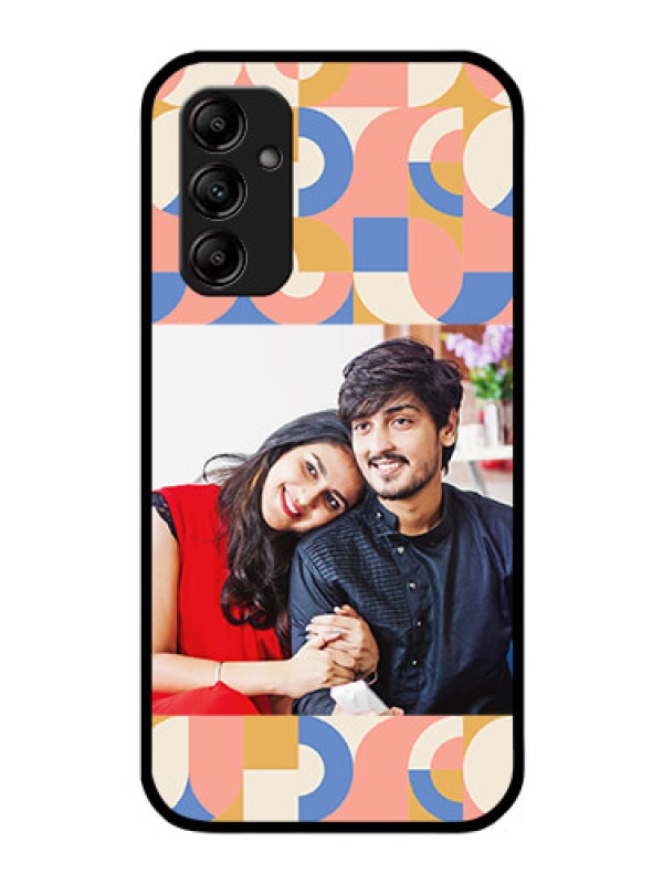 Custom Galaxy A14 Photo Printing on Glass Case - Semi-circle Maze Pattern Design