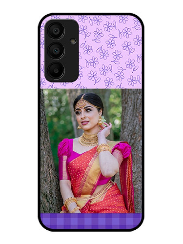 Custom Samsung Galaxy A15 5G Custom Glass Phone Case - Purple Floral Design