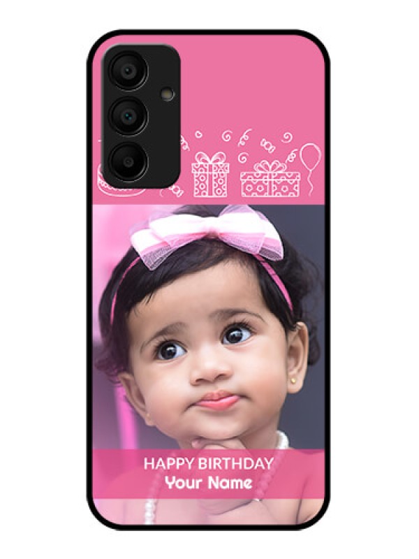Custom Samsung Galaxy A15 5G Custom Glass Phone Case - With Birthday Line Art Design