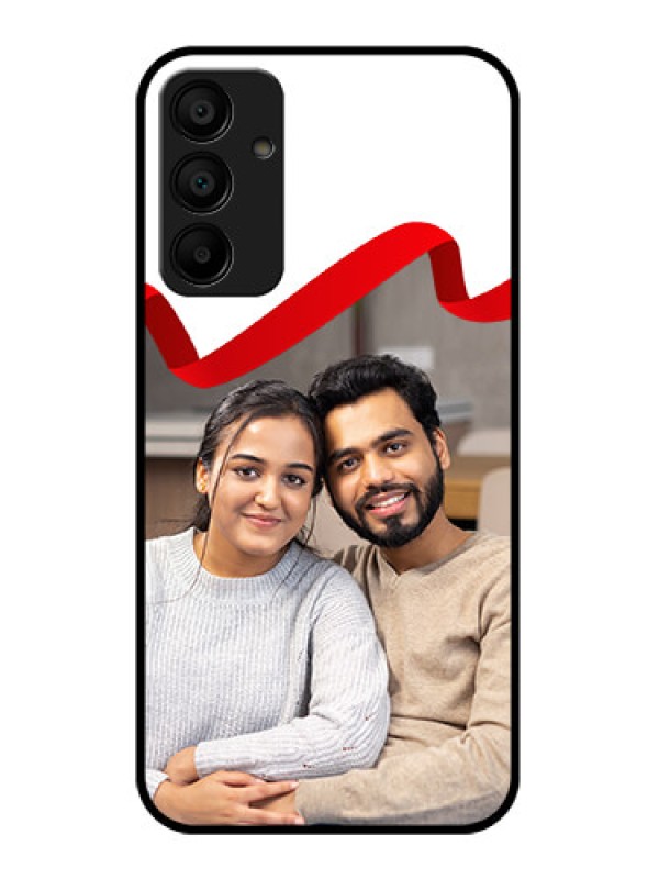 Custom Samsung Galaxy A15 5G Custom Glass Phone Case - Red Ribbon Frame Design