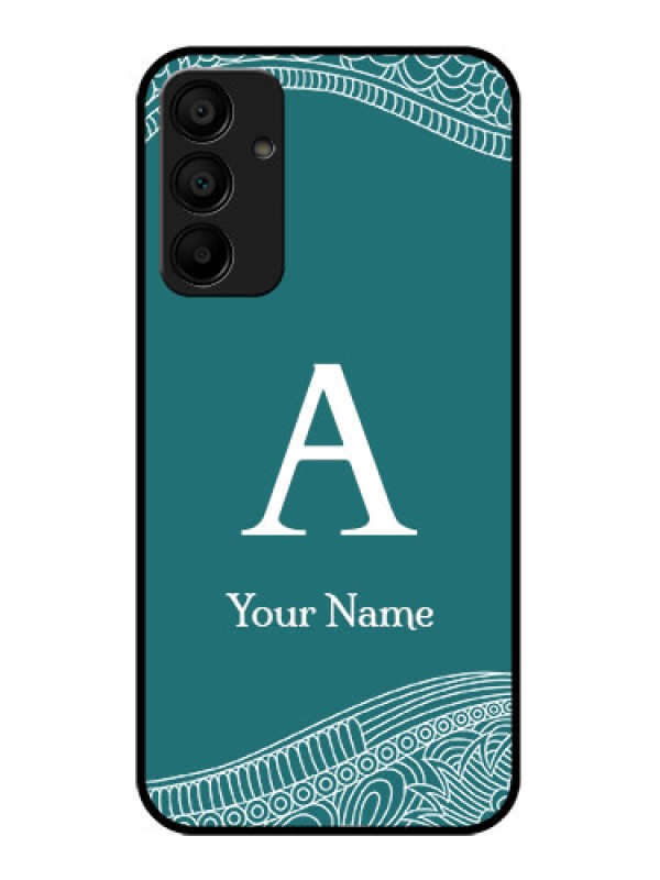 Custom Samsung Galaxy A15 5G Custom Glass Phone Case - Line Art Pattern With Custom Name Design