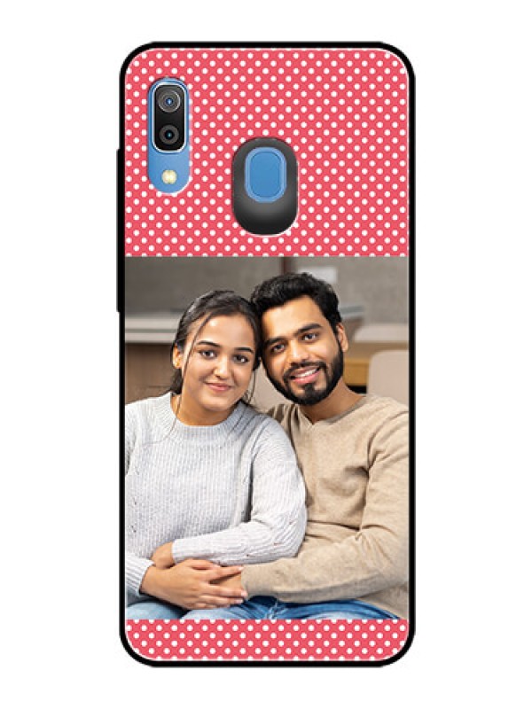 Custom Samsung Galaxy A20 Custom Glass Phone Case  - White Dotted Design