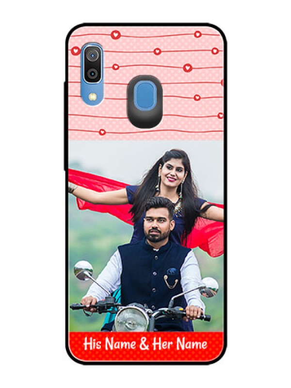 Custom Samsung Galaxy A20 Personalized Glass Phone Case  - Red Pattern Case Design