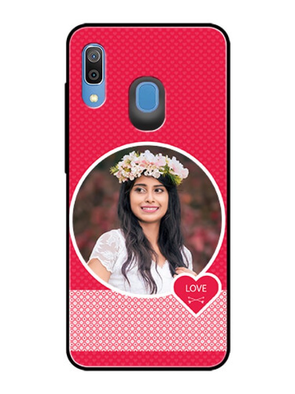 Custom Samsung Galaxy A20 Personalised Glass Phone Case  - Pink Pattern Design