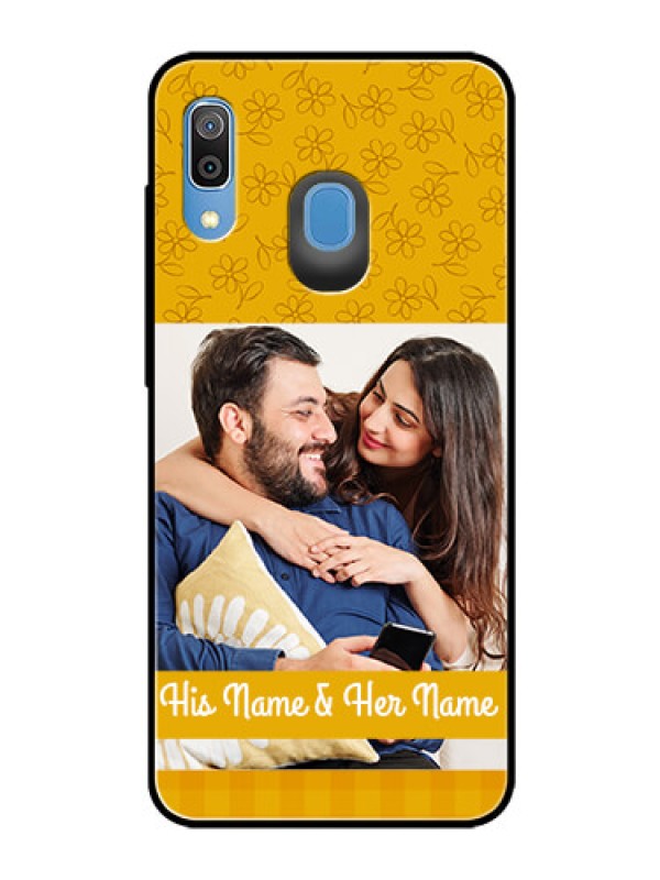 Custom Samsung Galaxy A20 Custom Glass Mobile Case  - Yellow Floral Design
