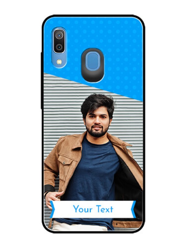 Custom Samsung Galaxy A20 Photo Printing on Glass Case  - Simple Blue Color Design