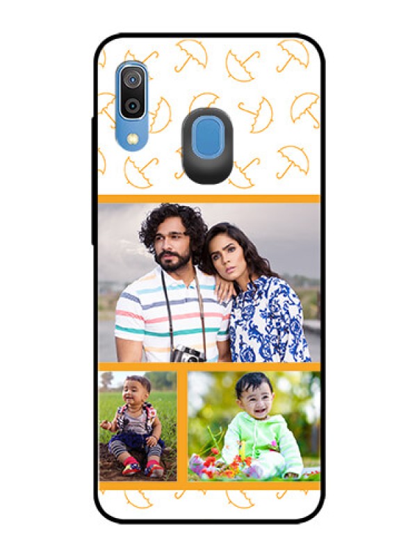 Custom Samsung Galaxy A20 Custom Glass Mobile Case  - Yellow Pattern Design