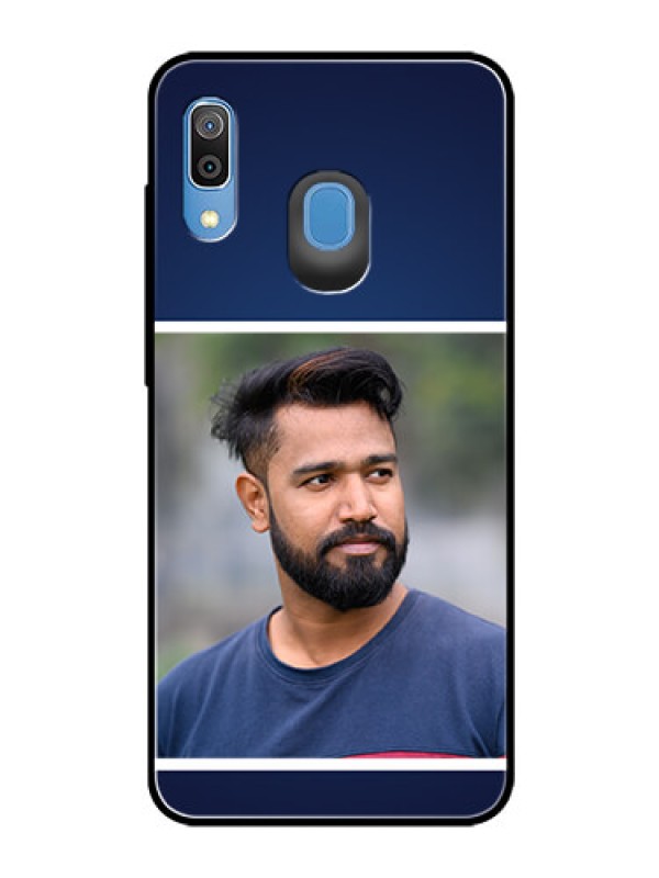 Custom Samsung Galaxy A20 Personalized Glass Phone Case  - Simple Royal Blue Design