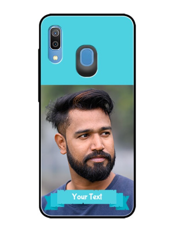 Custom Samsung Galaxy A20 Personalized Glass Phone Case  - Simple Blue Color Design