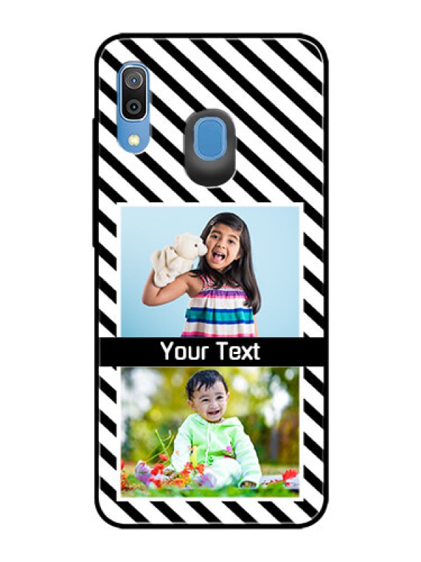 Custom Samsung Galaxy A20 Photo Printing on Glass Case  - Black And White Stripes Design