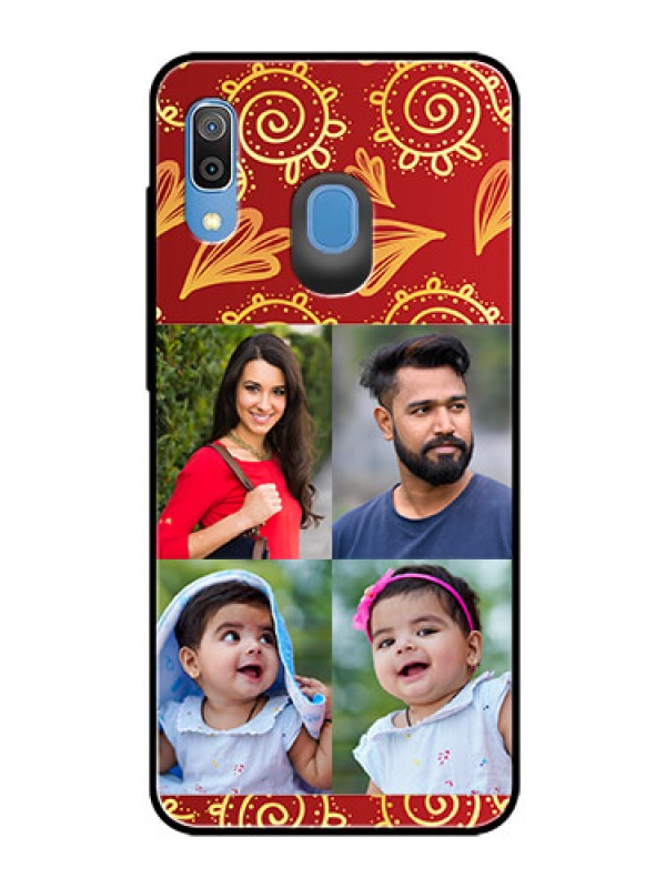 Custom Samsung Galaxy A20 Photo Printing on Glass Case  - 4 Image Traditional Design
