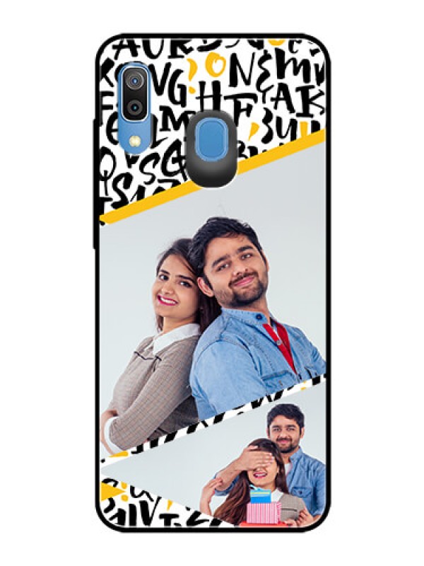 Custom Samsung Galaxy A20 Custom Glass Mobile Case  - Letters Pattern Design