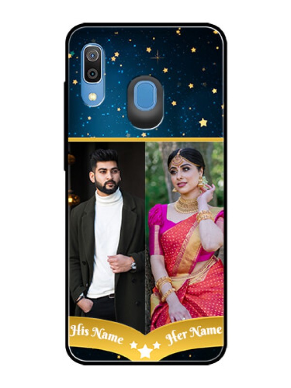 Custom Samsung Galaxy A20 Custom Glass Phone Case  - Galaxy Stars Backdrop Design