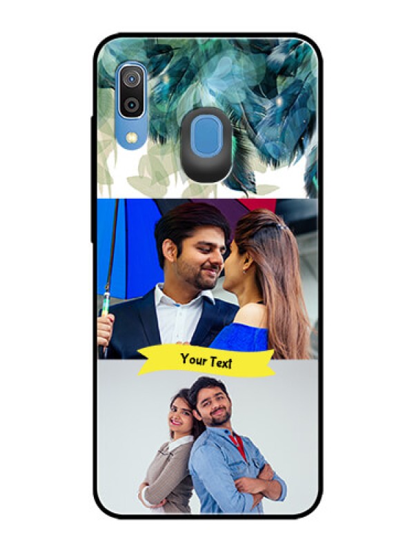 Custom Samsung Galaxy A20 Personalized Glass Phone Case  - Image with Boho Peacock Feather Design