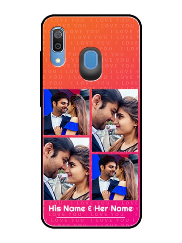 Custom Samsung Galaxy A20 Custom Glass Phone Case  - I Love You Pink Design